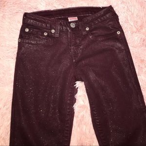 Beautiful maroon jeans with sparkles